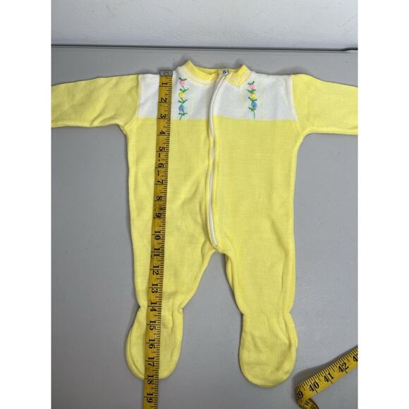 Vintage Soft Spun Baby Infant Yellow One Piece Floral Size 0-3 Months - Picture 8 of 8
